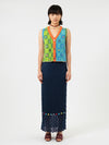 YANYAN KNITS 25 Spring/Summer Embellished Plaid Vest YYK-YYW25-0061-LL Blue-Green